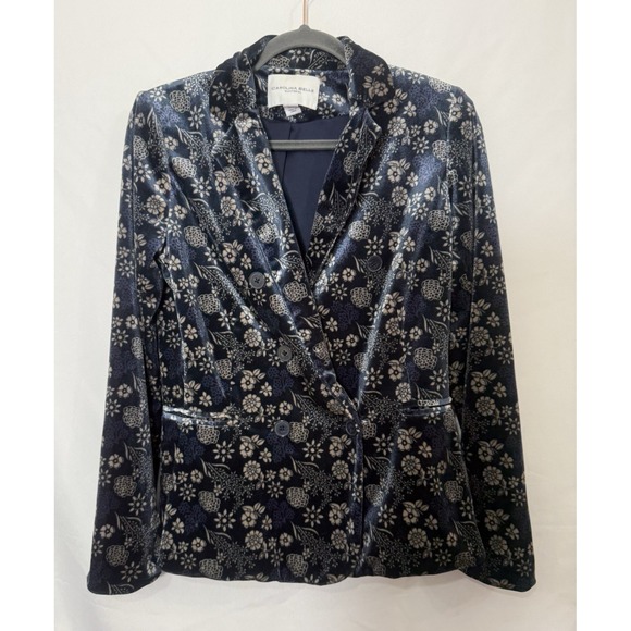 Caroline Belle Jackets & Blazers - Carolina Belle Navy Velvet‎ Floral Blazer Jacket Womens Size S *FLAW